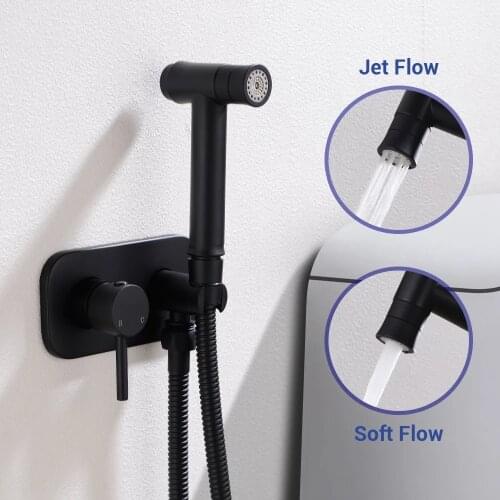 Black Hot and Cold Toilet Bidet Spray Hand Held Bidet Diaper Set Bathroom Shower Set Shattaf Sprayer Jet Douche Kit Portable
