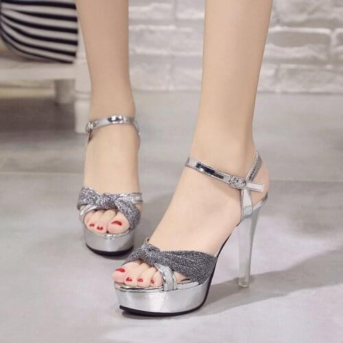 20201 Summer Super High Heel Platform Sandals Women High Heels One Word Buckle Wedding Shoes Solid Sexy Open Toe Fashion Sandals