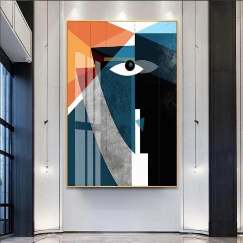 Modern Nordic Abstract Geometric Figure Face Wall Art Pictures Canvas Painting Posters Prints for Living Room Home Decoration