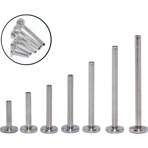 10pcs/lot 361L Surgical Steel Internally Threaded Labret Shaft Lip Bar Ear Tragus Replacement Flat Bar Body Piercing Jewelry 16G