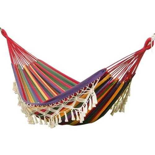 Outdoor Hammock Camping Wind Fringed Two-person Sleeping Swing Lazy Chair Canvas Hammocks Canvas Hanging Bed Outdoor Accessories