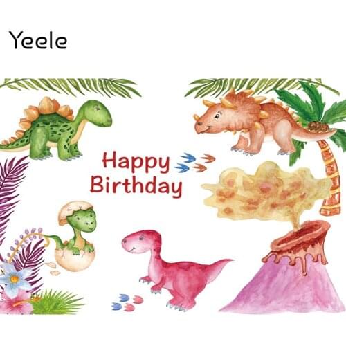 Yeele Baby Birthday Backdrop Dinosaur Volcanic Portrait Party Decor Background Photocall Photography Photo Studio Photographic