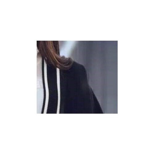 Women Letter Beading Cardigan Black Long SLeeve V Neck Single Breasted Preppy Style Loose Knit Coat For 2021 New Autumn Winter