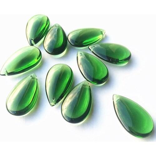 10pcs Lovely 38mm green color Crystal Glass water drops Prism pendants for Chandelier parts Fengshui crystal glass accessories