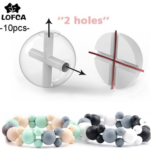 LOFCA 10pcs 4 Holes 15mm Silicone Teething Beads Baby Teether Beads BPA Free Food Grade Silicone DIY Necklace Pendant Making