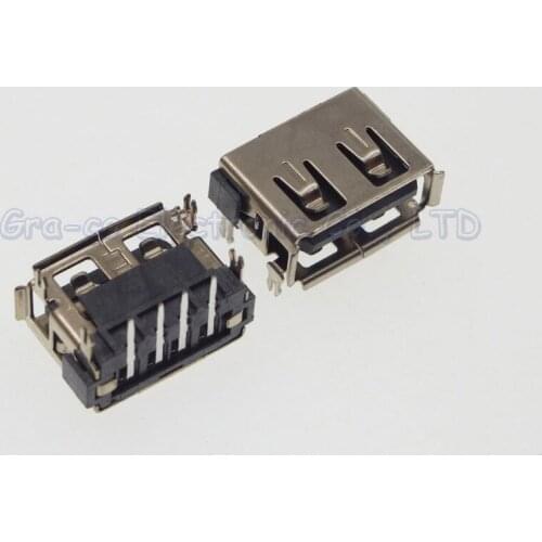 100pcs USB Jack A Female Type Short Type 10.0 H6.8 DIP 4 FIX Foot With edge