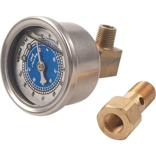 2021 New RESO--Fuel Pressure Liquid Filled Regulator Gauge Adapter Kit 0-100PSI Oil Press Gauge Fuel Gauge Universal Aluminum