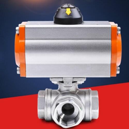 3 way female thread Pneumatic Ball valve stainless steel 304 high pressure high temperature ball valve L type/T type DN15-DN50