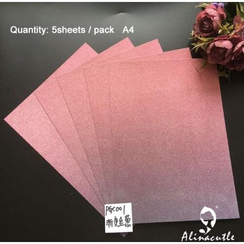 5pc Cardstock Paper Card Stock Premium Ombre Glitter Card A4 250gsm Scrapbooking paper pack craft Background pad Alinacraft