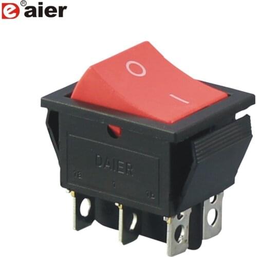 CE 2 Position DPDT ON ON Rocker Switches AC 20A 125V 16A 250V 6 Pins 29*21MM Black Double Pole Switches With Solder Terminal