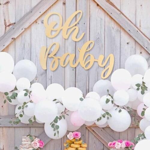 Wood Sticker Oh Baby Girl Wooden Decorations for Home Shooting Props Background Wall Decor Birthday Party Baby Shower Supplies