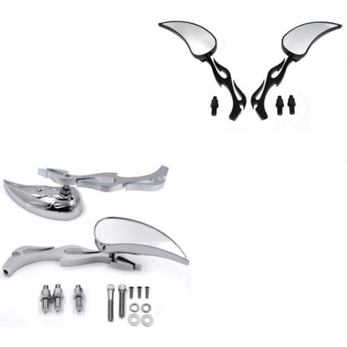 For Harley Softail Fatboy Sportster chrome Afetermarket free shipping motorcycle Billet Alloy Teardrop Flame Custom Mirror BLACK