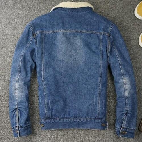 Winter New Fashion Retro Mens Fur Lining Jean Jackets Male Fleece Jacket Single-breasted Denim Coat Button Outwear Size M-2xl