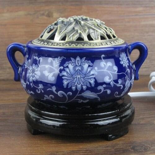 Electrical Incense Burner Charcoal Ceramic Vintage Room Aroma Burner Essential Oil Candle Bruleur Encens Smoke Diffuser AC50XX