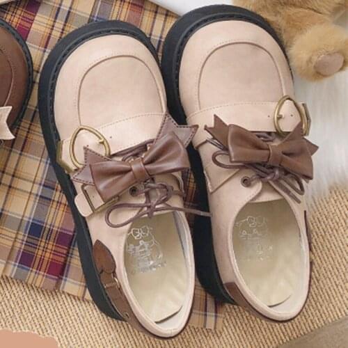 JK uniform boots lolita girls shors cute Retro platform Love buckle leather shoes loli College Round head lolita cosplay shoes