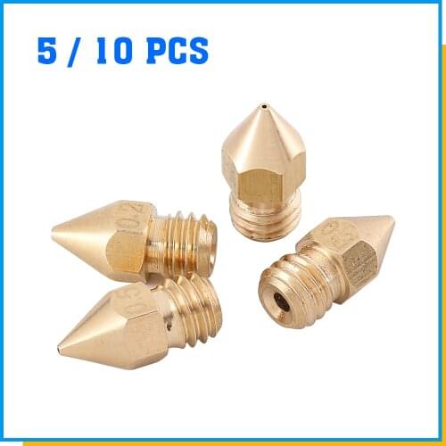 5/10PCS MK8 Brass Nozzle 0.2MM 0.3MM 0.4MM 0.5MM Extruder Print Head Nozzle For 1.75MM CR10 CR10S Ender-3 3D Printer Accessories