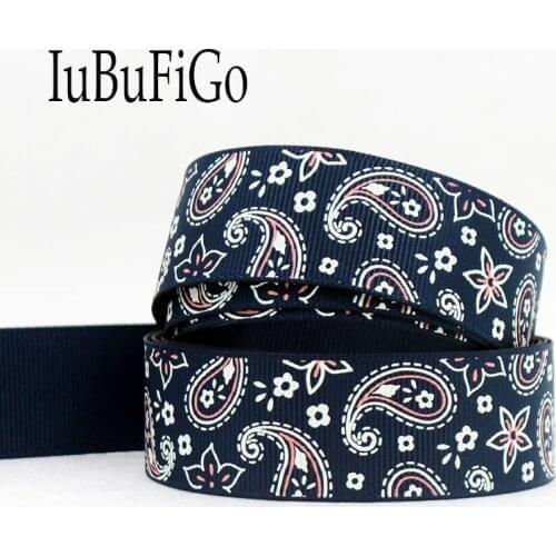1"(25mm) Paisley flowers Printed Grosgrain ribbon and bow hair ribbons satin DIY handmade tape Free shipping
