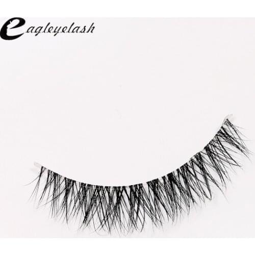 Top sale 3D Mink Lashes Natural HandMade Full Strip Lashes Transparent terrier Short Mink Lashes Style False Eyelashes NL-7