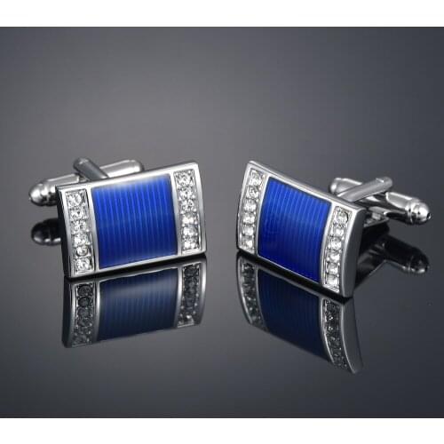 Top grade mens gift top grade Blue Crystal Cufflinks business versatile shirt gem sleeve nail French shirt cuff