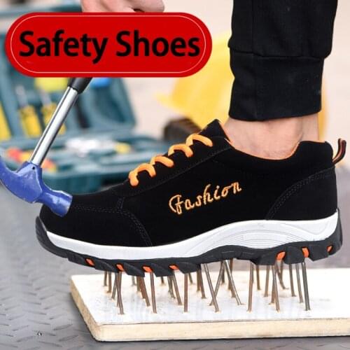 Anti-Smashing Work Safety Shoes Men Steel Toe Puncture-Proof Industrial Shoes Spring Non-Slip Mens Leather Casual Sneakers 36-46