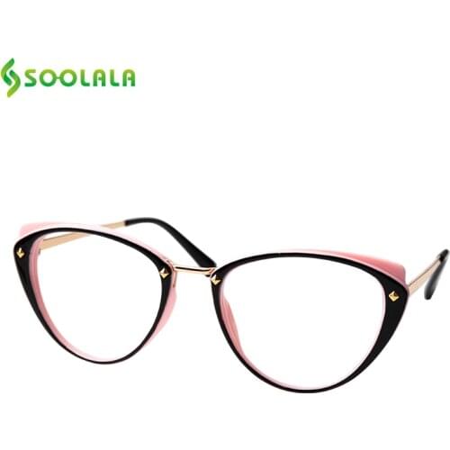 SOOLALA Cat Eye Presbyopic Anti Blue Light Reading Glasses Cateye Reader Reading Glasses with Diopter +0.5 0.75 1.0 1.25 to 5.0