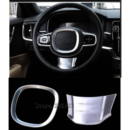 Steering Wheel Frame Decoration Cover Trim For Volvo S90 2018 2019 Chrome ABS Car interior accessories