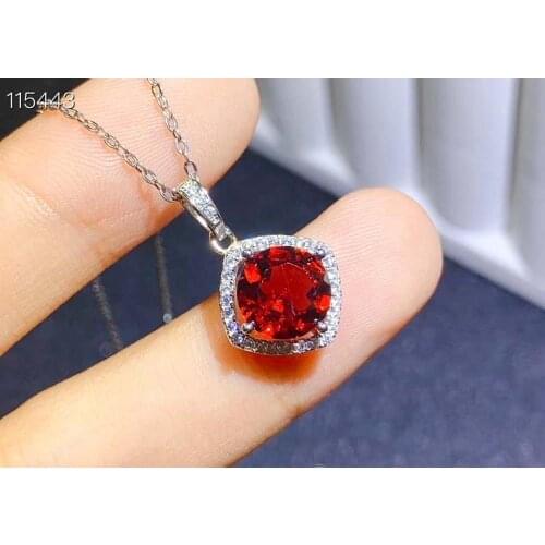 Pakistan natural Garnet Pendant 925 silver Gemstones Jewelry 8mm