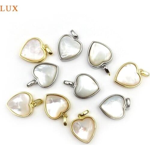 3pcs Natural Gold Silver Plated Pendants Clear Shell Heart Shape Jewelry Handmade Simple Classical Jewelry For Necklace Making