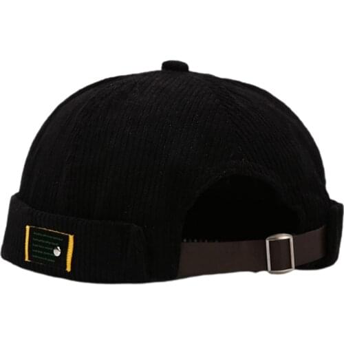 Unisex Letters Label Velvet Beanie Docker Harajuku Hip Hop Retro Rolled Cuff Brimless Landlord Sailor Skull Hat D5QB