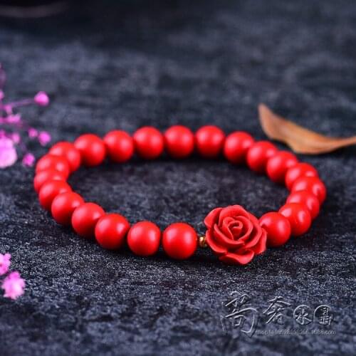 Fidelity Natural Origional Cinnabar Bracelets Single Fate Buddhist Prayer Bead Red Hand Jewelry Brings Ore Jewelry Certificate