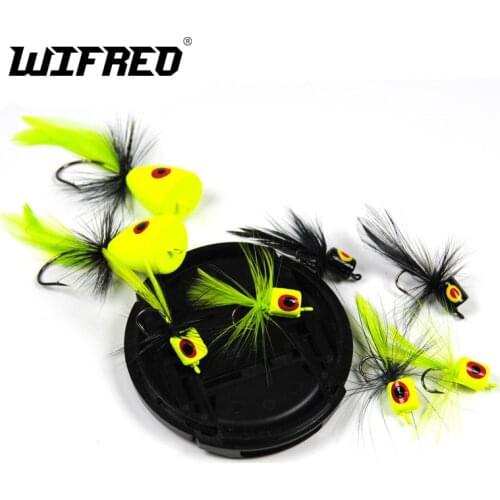 Wifreo 10pcs Popper Fly Chartreuse Color Floating Poppers Fly Fishing Lure for Bass Trout