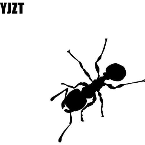 YJZT 12.4CM*13.6CM Dazzling Caricature Minimalist Insect Ant Shadow Cool Vinyl Decal Cute Car Sticker Black/Silver C19-1421