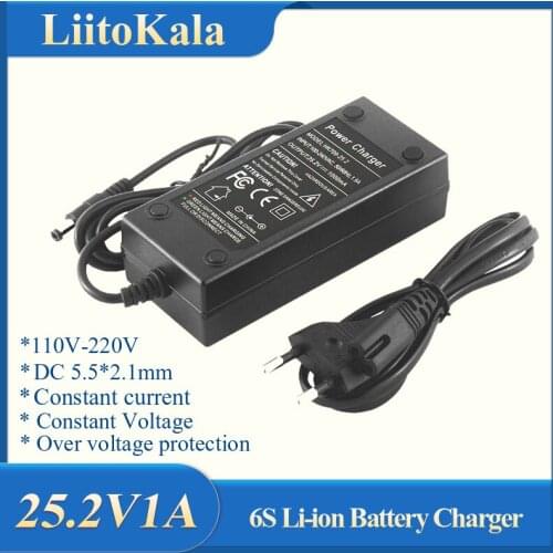 LiitoKala High quality 25.2V 1A battery pack charger Electric vehicles dedicated charger 24V 1A Polymer 18650 charger