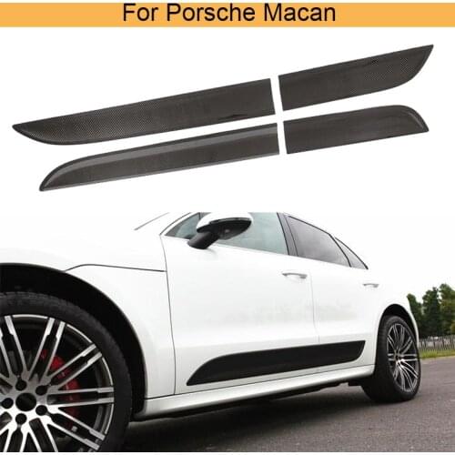 Car Side Door Trim Protector For Porsche Macan 2014 - 2020 Door Panel Trim Body Skirts Moulding Trim Carbon Fiber