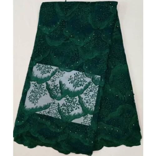 Green/Blue/Red/Orange Tulle Lace High Quality African French Lace Fabric With Beads Stones 5 Yards /Pc Hot Sale Wedding Dress