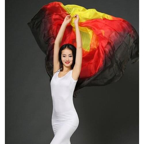 250*114cm Quality Silk Bellydance Hand Scarf Shawl Real Silk Veils Women Stage Performance Props Gradient Color Free Shipping