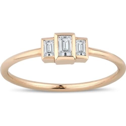 0.24 CT sa. Diamond Tria Baguette Ring Handy Custom Craftsmanship Gift Gold Special Occasions Design Shiny Elegant Jewelry