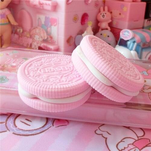 1PC New Hot Cute Eraser Chocolate Cake Sandwich Biscuit Cookie Modeling School Supplies Dessert Style Students Rubber Eraser