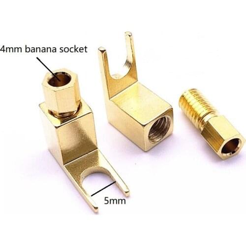 10pcs/Lot 4mm Banana Socket to Spade Adapter Plug Y Type Speaker Cable Connector Banana Socket