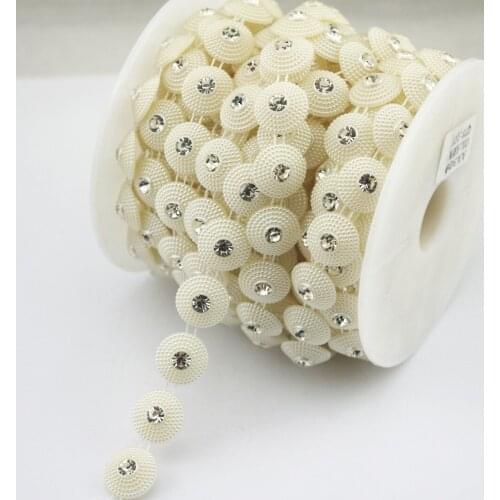 15mm Ivory Round Pearl Chain Trim Sewing Costume Applique Cake Decoration LZ207