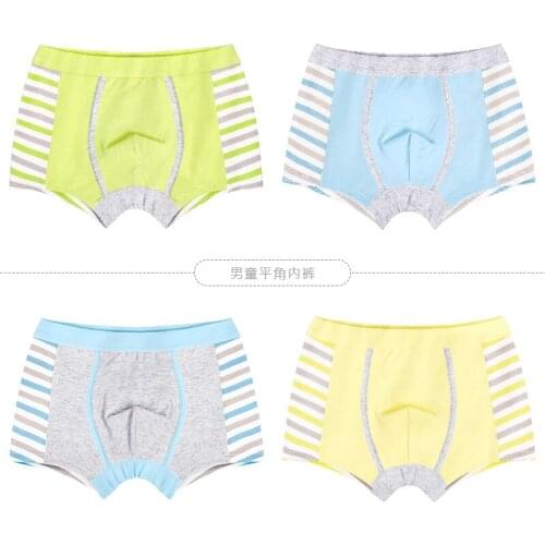 2 pieces / batch childrens boxers soft organic cotton boy shorts underwear baby striped teenager underwear boy childrens under