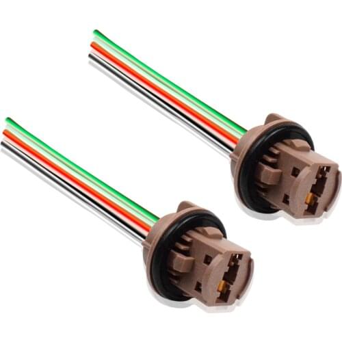 2Pcs T20 7443 W21/5W Turn Signal Brake Light Wiring Connector Cable Plug Male to Female Led Bulb Socket Adapter Waterproof IP68