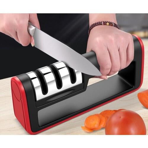 Household knife sharpener diamond sharpening tool kitchen angle grindstone manual three-stage fast knife sharpener