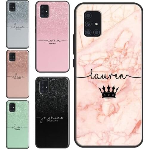 Personalised Initials Glitter Sparkly Name Case For Samsung Galaxy A20e A21S A7 A51 A71 A31 A11 A01 A10 A30 A40 A50 A70 M21 M31