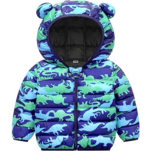 ZWY1363 Baby Girls Parkas New Fashion Winter Boys Jacket Warm Character Pattern Coat Hooded Outerwear Kids Children Clothes