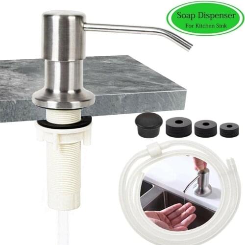 Stainless Steel Liquid Soap Dispenser Pump Bottle Nozzle for Kitchen Sinks DIY Tube Kit Kitchen Bathroom Sink Pump