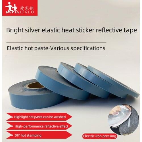 Elastic Heat Transfer Vinyl Film High Visibility Safely Silver Reflective material DIY Tape Iron On Fabric Clothes