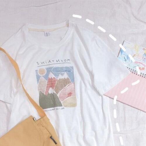 Cute Print T-shirt Woman Spring Summer Short Sleeve Round Neck Tshirt Women Casual Slim Fit Woman T shirt