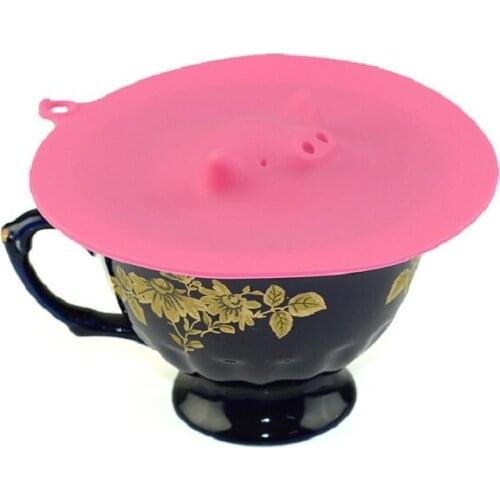 Airtight Seal Food Grade Silicone Cup Lids With Creative Pig Cover Anti-dust Silicone Drink Cup Lids For Coffee Tea