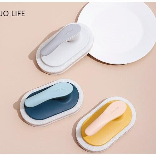 JO LIFE Handle Cleaning Sponge Brush Kitchen Multifunctional Washing Brush Bathroom Sink Scrubber Tool